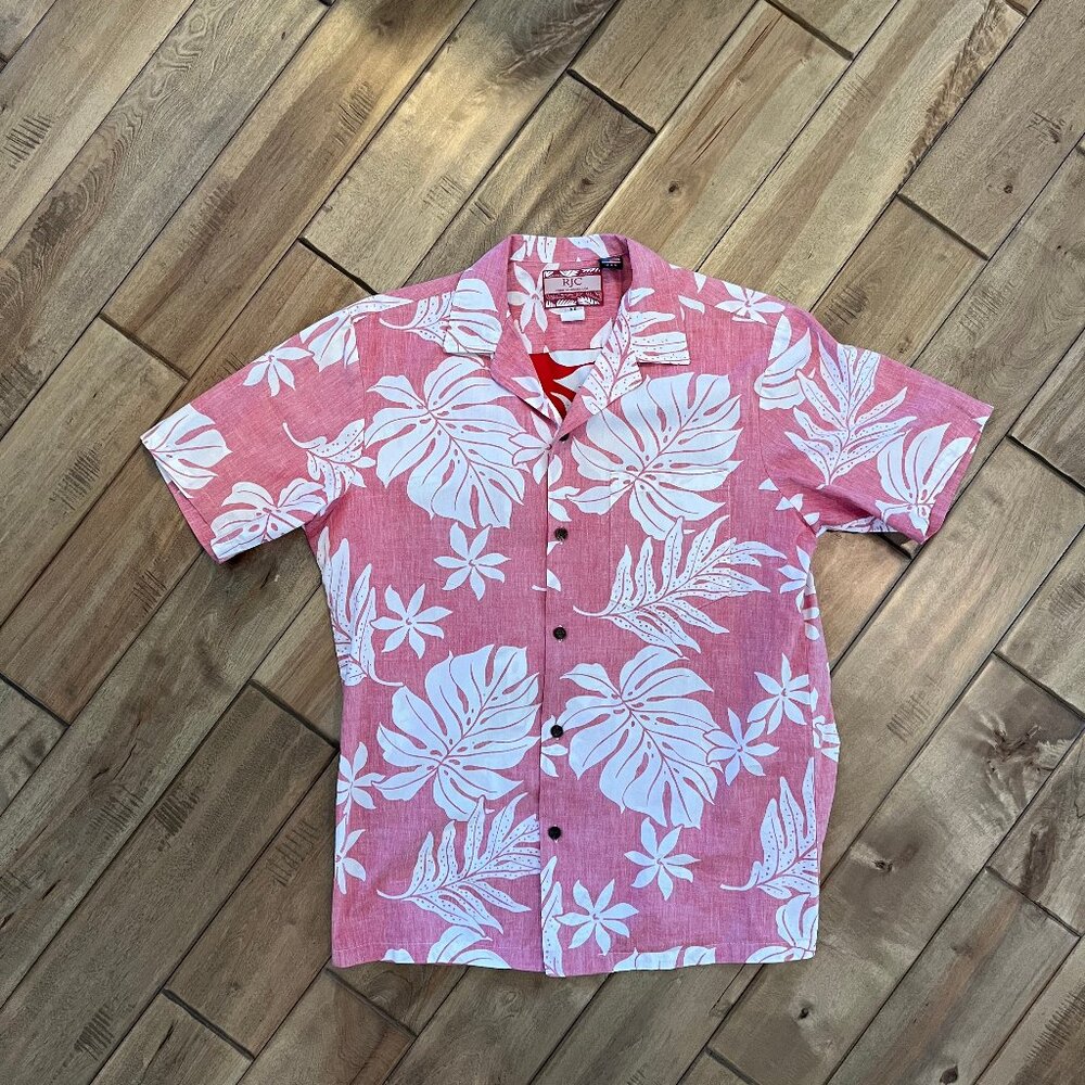 RJC Aloha Shirt Men's Medium Red/Pink and White Print